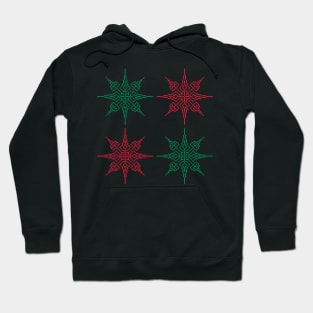 Pixel Snowflake Pattern Style 1 in Red and Green Hoodie